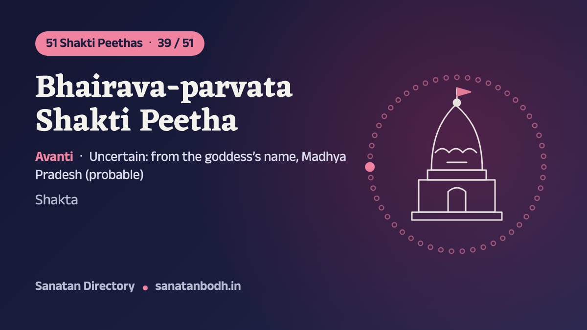 Bhairava-parvata Shakti Peetha: The 51 Shakti Peethas 39/51, Avanti, Uncertain: from the goddess’s name, Madhya Pradesh (probable)