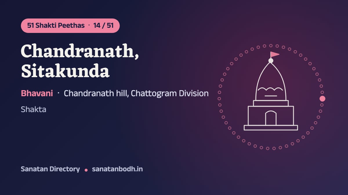 Chandranath, Sitakunda Shakti Peetha: The 51 Shakti Peethas 14/51, Bhavani, Chandranath hill, Chattogram Division