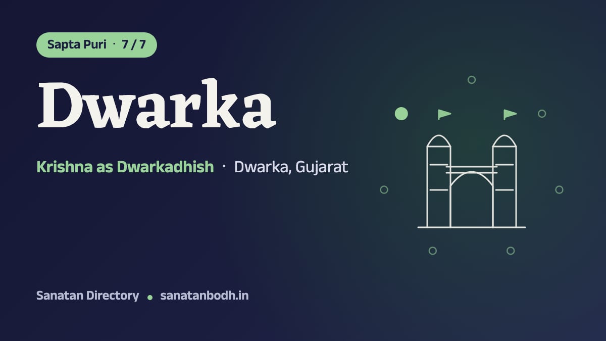 Dwarka: The Sapta Puri 7/7, Krishna as Dwarkadhish (tradition holds Dwarka to be his capital), Dwarka, Gujarat