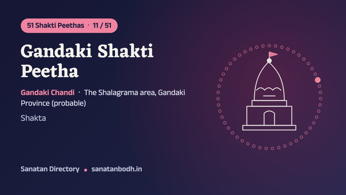 Gandaki Shakti Peetha: The 51 Shakti Peethas 11/51, Gandaki Chandi, The Shalagrama area, Gandaki Province (probable)