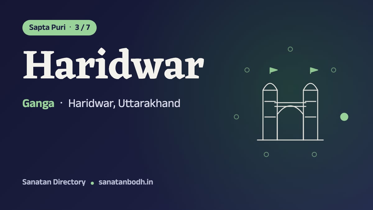 Haridwar: The Sapta Puri 3/7, Ganga (the city is a tirtha of the Ganga; its name is linked with both Hari and Hara), Haridwar, Uttarakhand