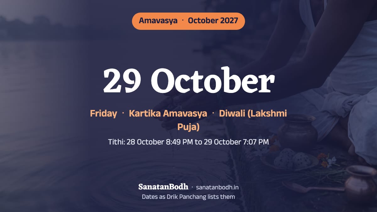 October 2027: Kartika Amavasya on Friday, 29 October (Diwali (Lakshmi Puja) the same day).