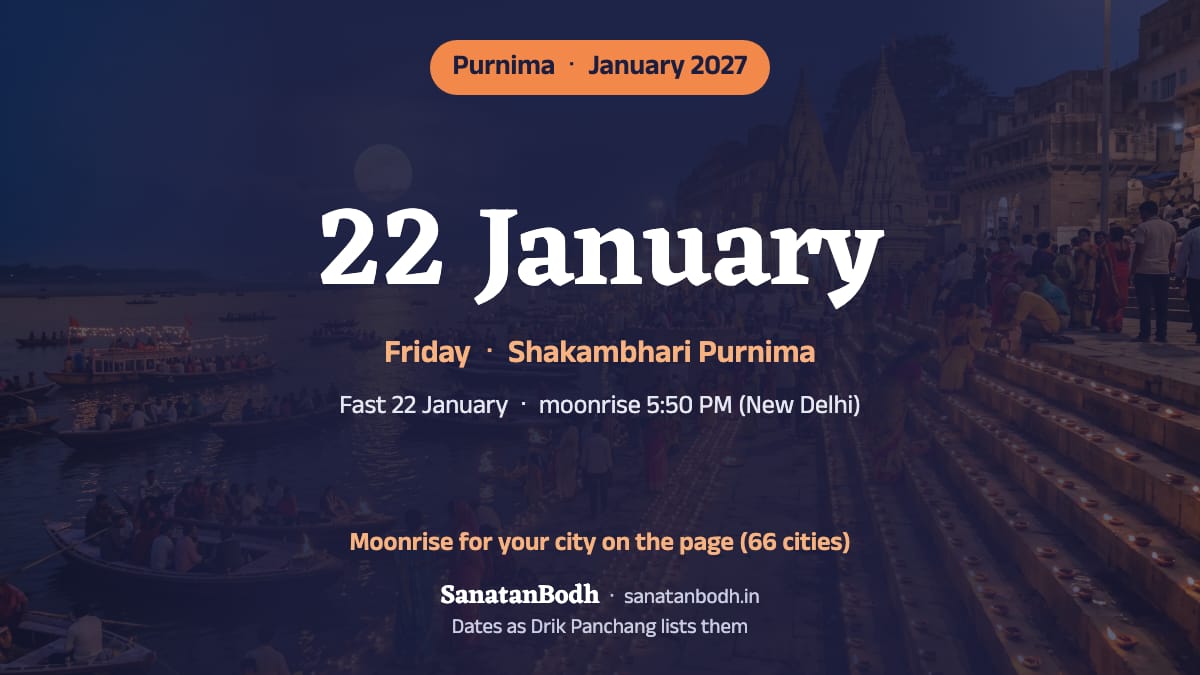 January 2027: Pausha Purnima on Friday, 22 January (Shakambhari Purnima).