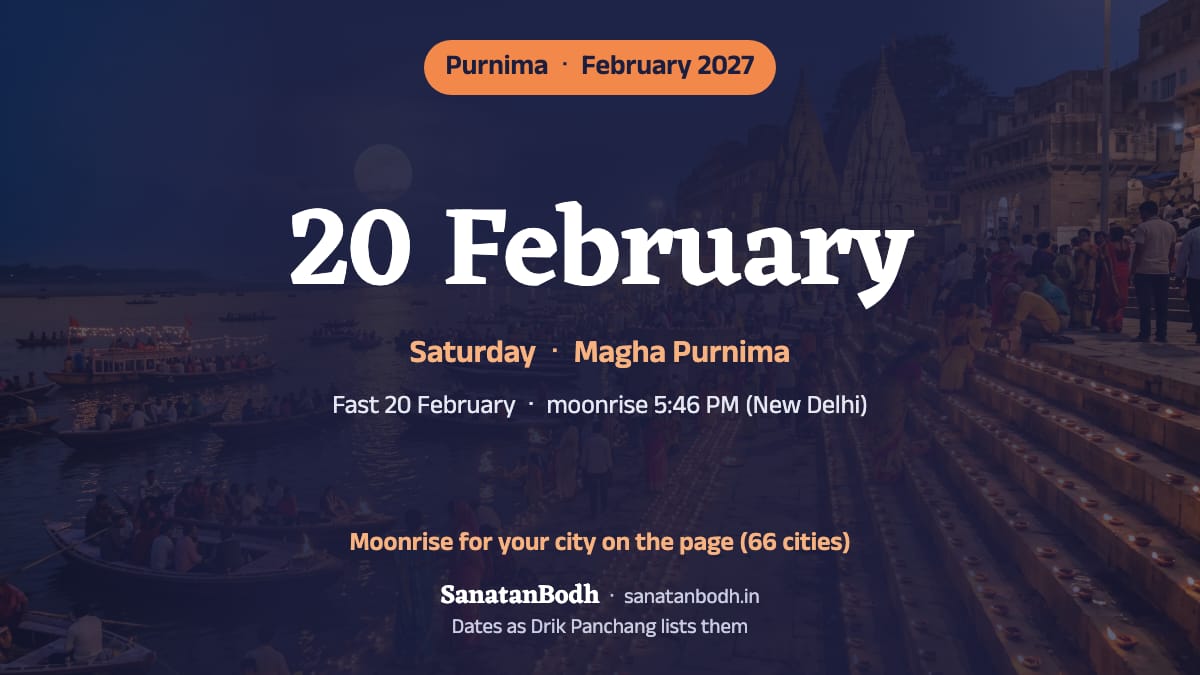 February 2027: Magha Purnima on Saturday, 20 February.