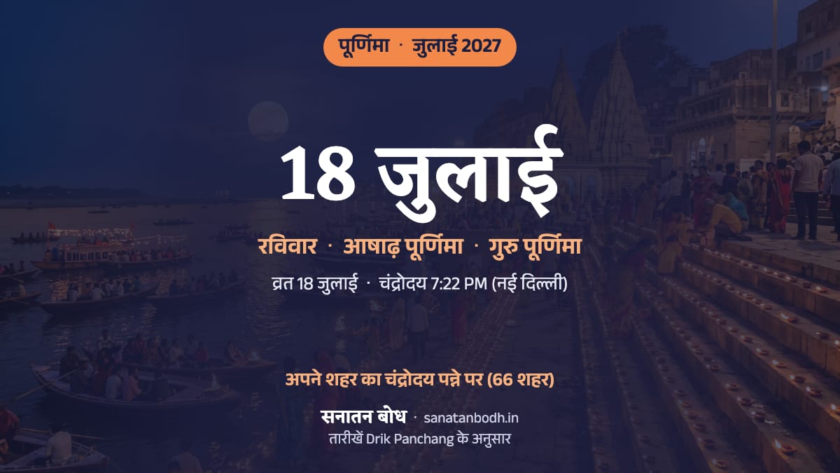 जुलाई 2027 में आषाढ़ पूर्णिमा: रविवार, 18 जुलाई (इसी दिन गुरु पूर्णिमा)।