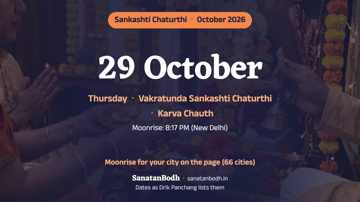 October 2026: Vakratunda Sankashti Chaturthi on Thursday, 29 October (Karva Chauth the same day).