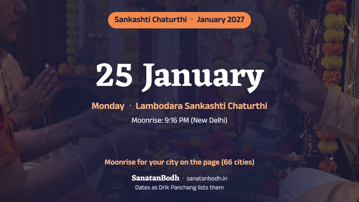 January 2027: Sakat Chauth on Monday, 25 January (Lambodara Sankashti Chaturthi).
