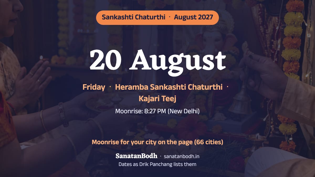 August 2027: Heramba Sankashti Chaturthi on Friday, 20 August (Kajari Teej the same day).