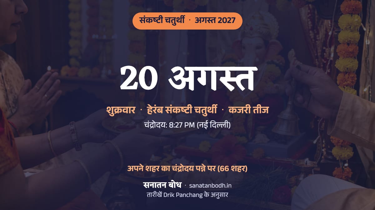 अगस्त 2027 में हेरंब संकष्टी चतुर्थी: शुक्रवार, 20 अगस्त (इसी दिन कजरी तीज)।
