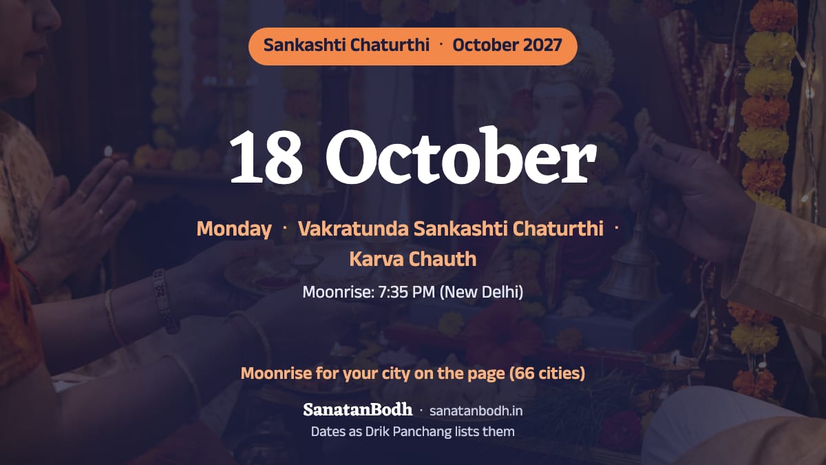 October 2027: Vakratunda Sankashti Chaturthi on Monday, 18 October (Karva Chauth the same day).