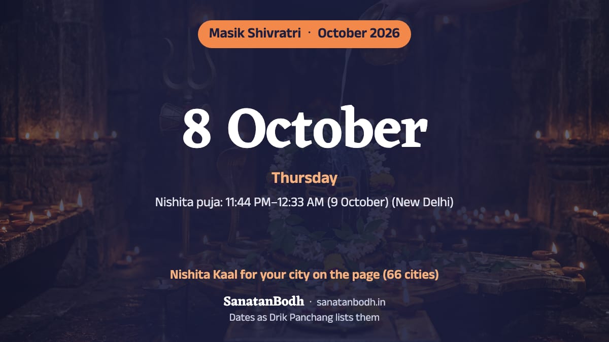 October 2026: Masik Shivratri on Thursday, 8 October.