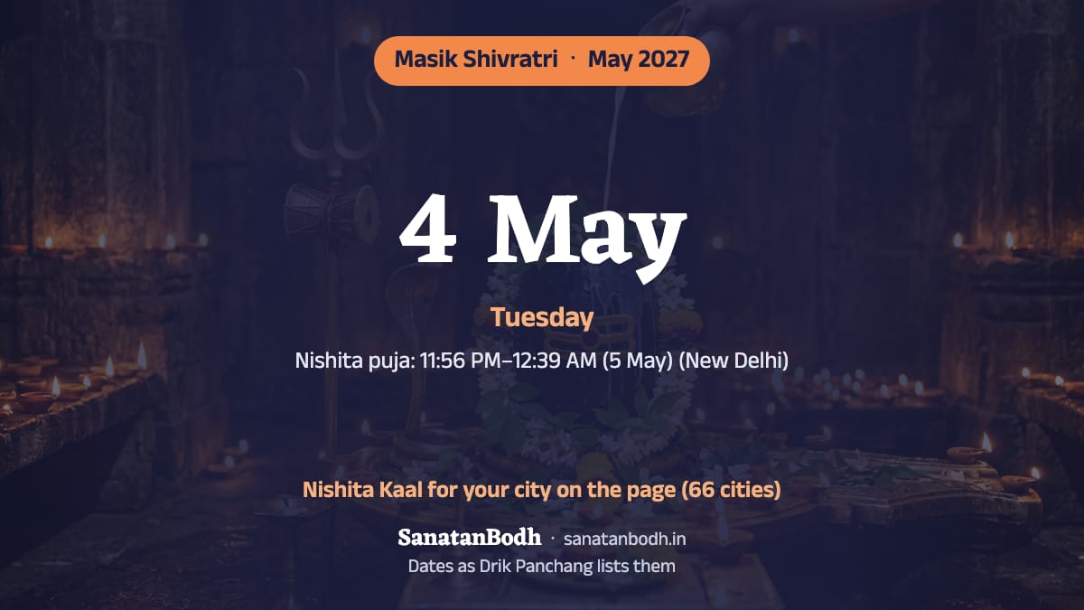 May 2027: Masik Shivratri on Tuesday, 4 May.