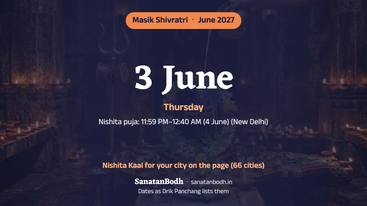 June 2027: Masik Shivratri on Thursday, 3 June.