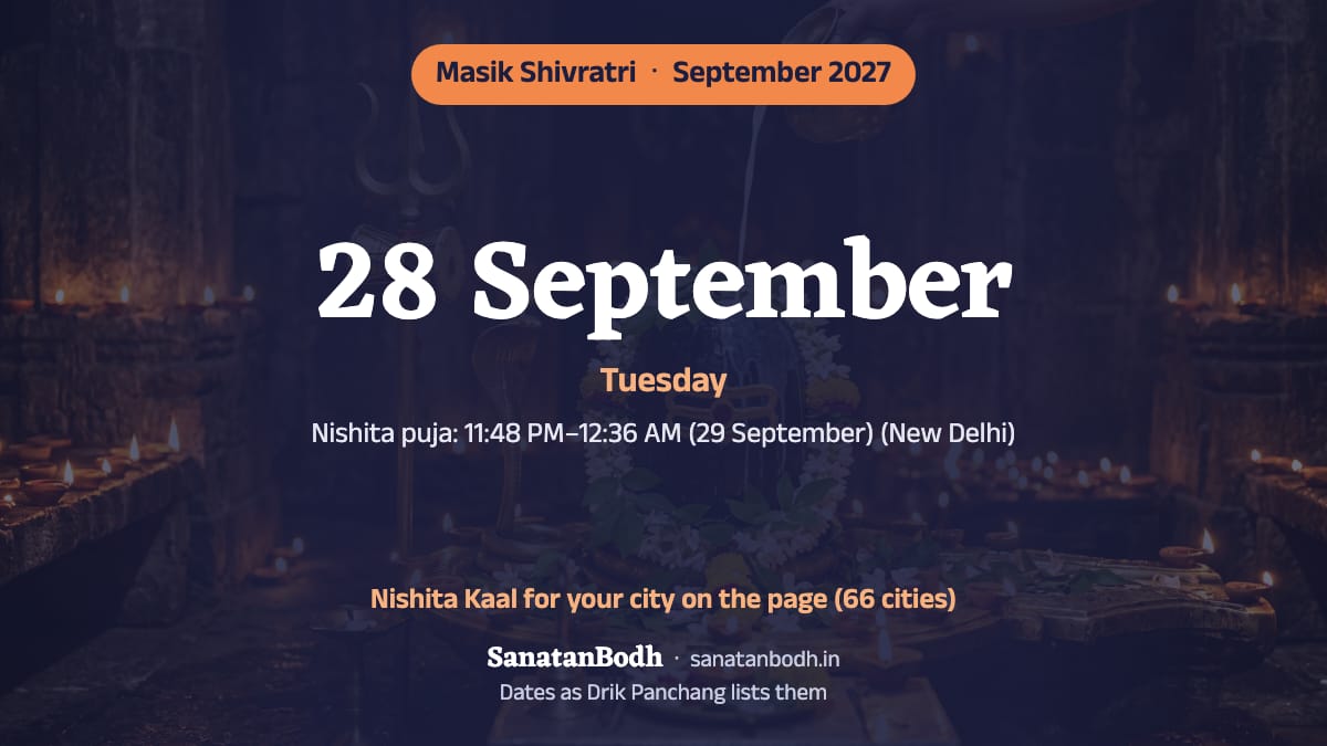 September 2027: Masik Shivratri on Tuesday, 28 September.