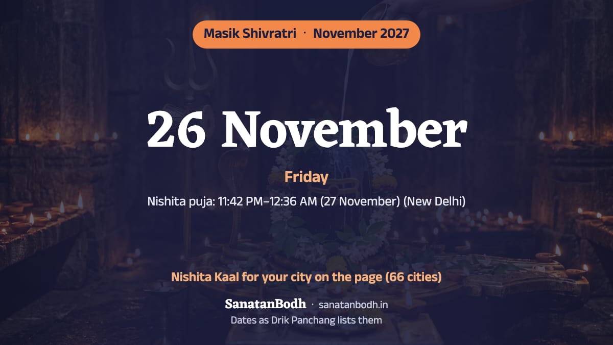 November 2027: Masik Shivratri on Friday, 26 November.